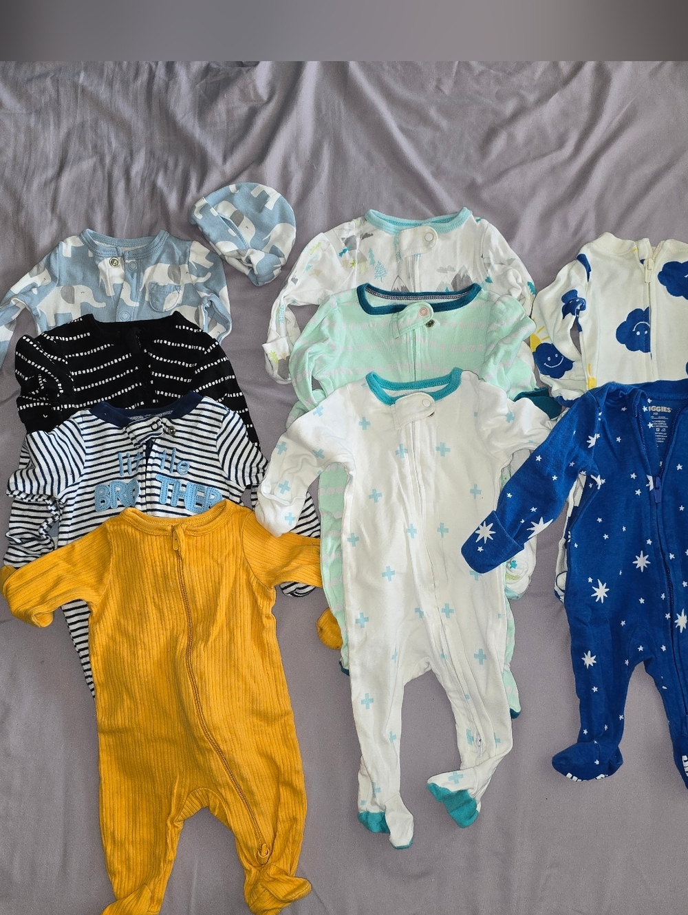 cloud island Multicolor Baby Footie Set - Yellow, Blue, Mint, White